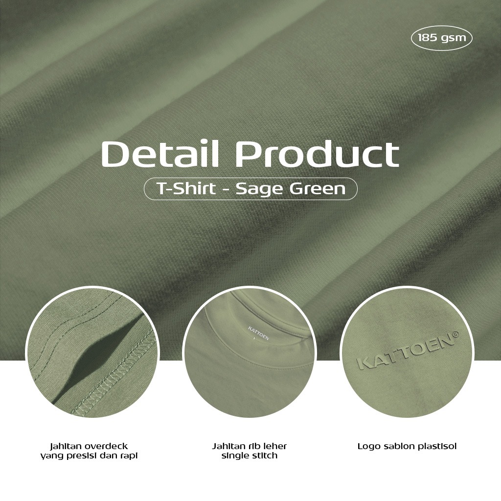 Kattoen - Aeria TShirt Sage Green 185 Gsm