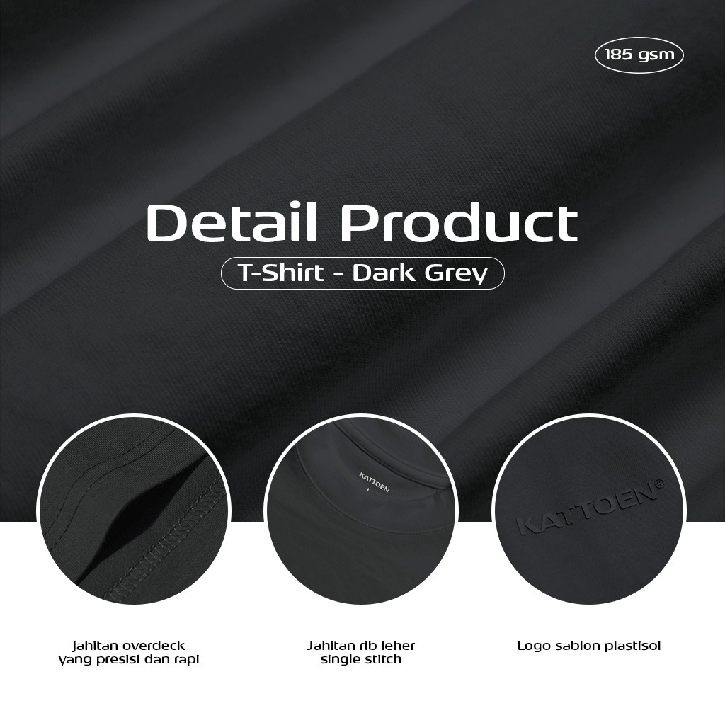 Kattoen - Aeria T-Shirt Dark Grey 185gsm