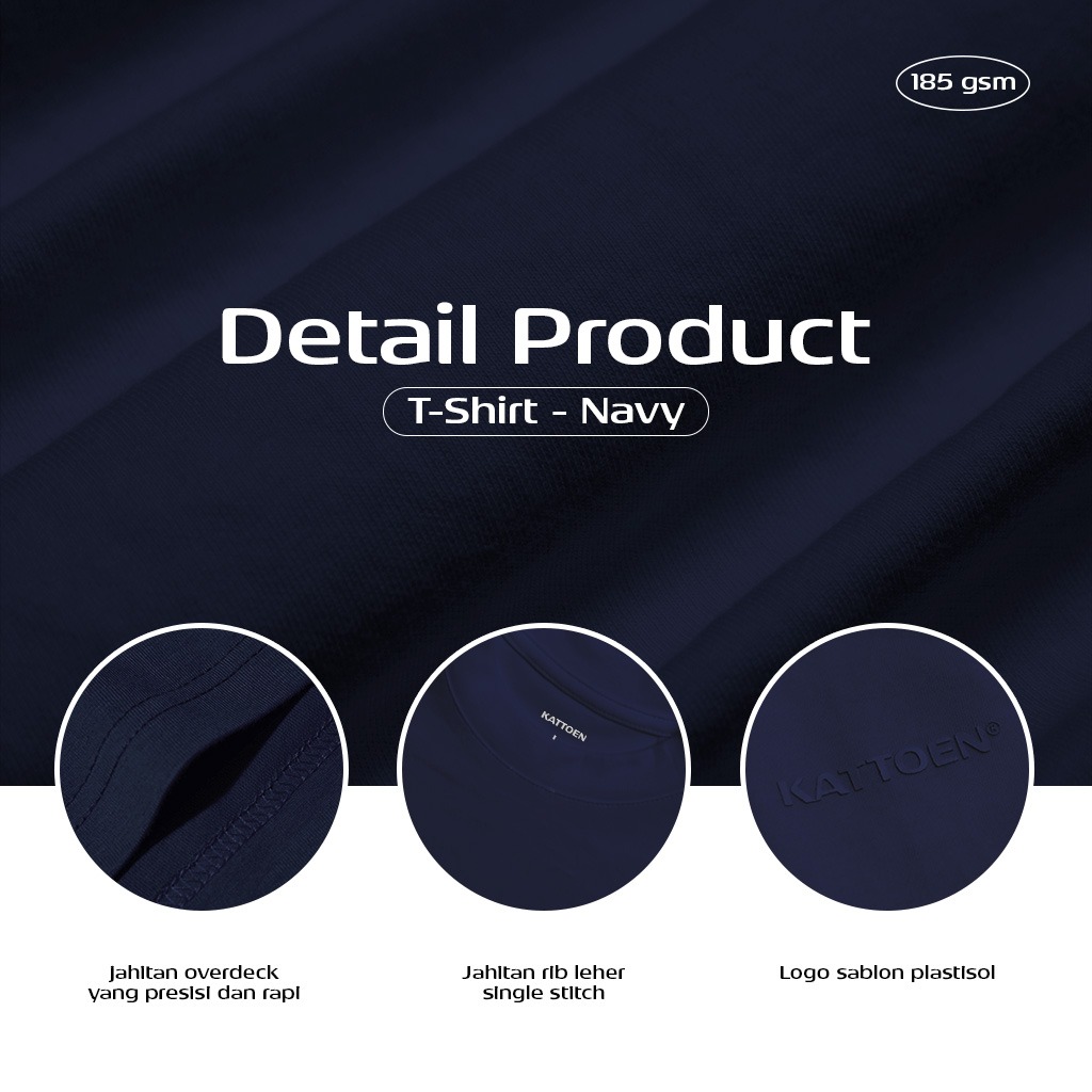 Kattoen - Aeria TShirt Navy Basic 185 Gsm