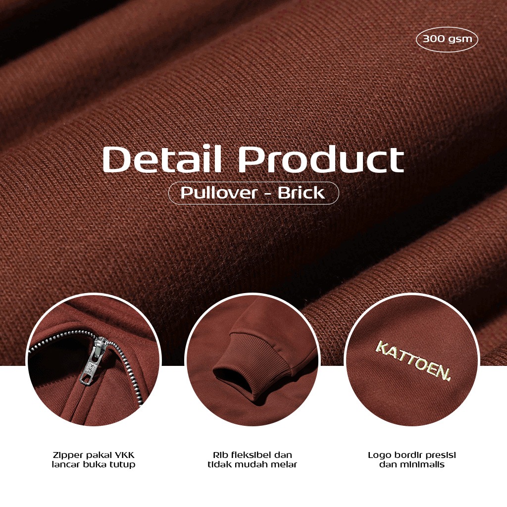 Kattoen - Cloudloom Jaket Jumper Hoodie Polos Red Brick - Maerah Bata 300 Gsm