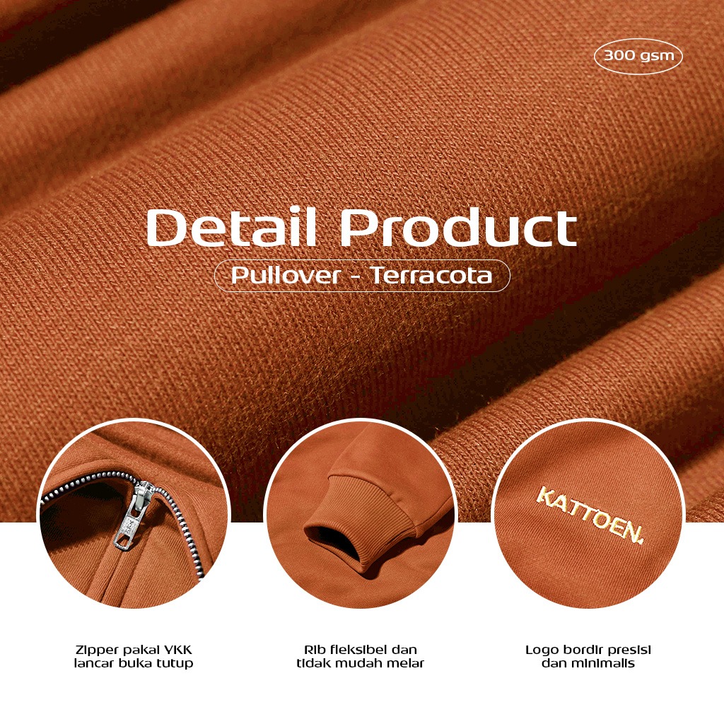 Kattoen - Cloudloom Jacket Jumper Hoodie Polos Terracotta Brown - Coklat Tua 280 Gsm