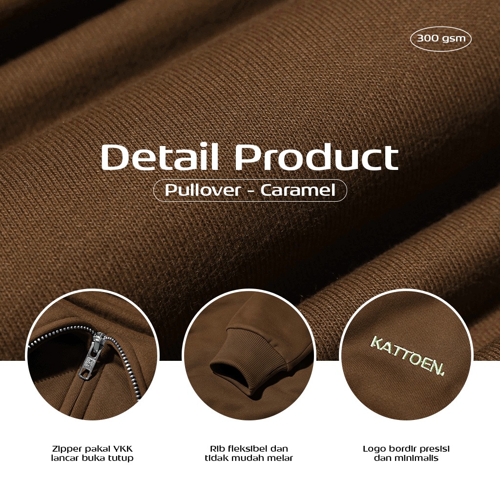 Kattoen - Cloudloom Jacket Jumper Hoodie Polos Caramel Brown - Coklat Tua 290 Gsm