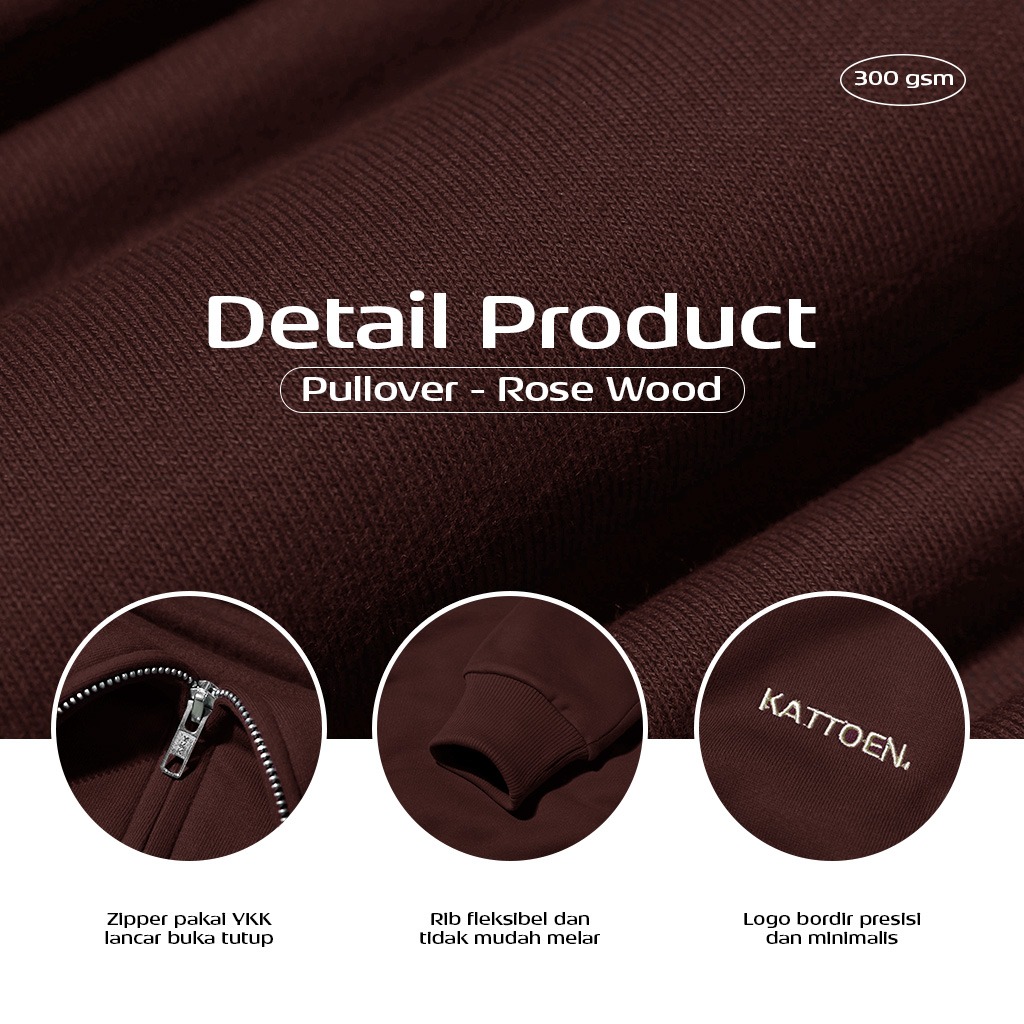 Kattoen - Cloudloom Jacket Jumper Hoodie Polos Rosewood Red Brown - Merah Coklat Tua 290 Gsm