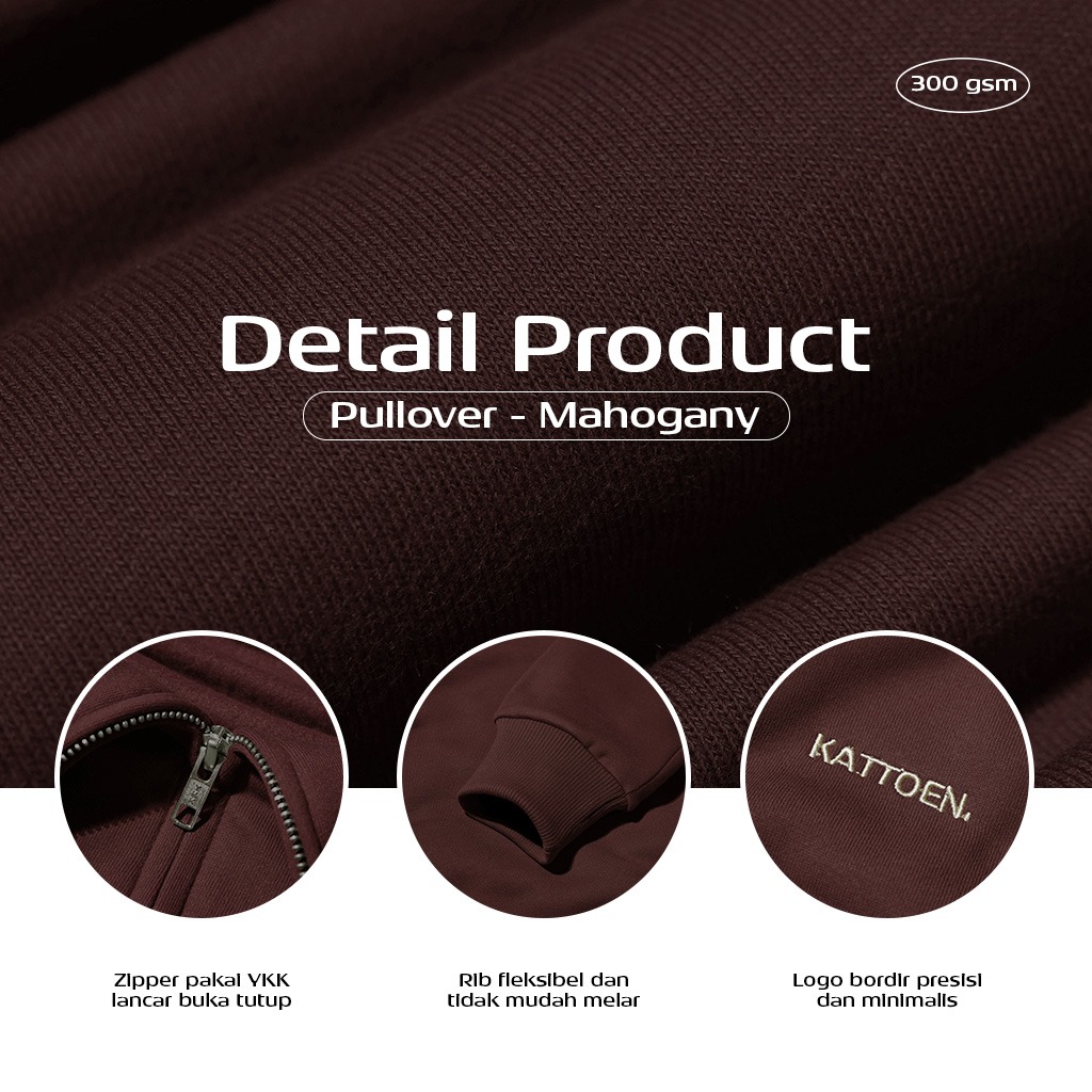 Kattoen - Cloudloom Jacket Jumper Hoodie Polos Mahogany Red - Merah Maroon Tua 290 Gsm