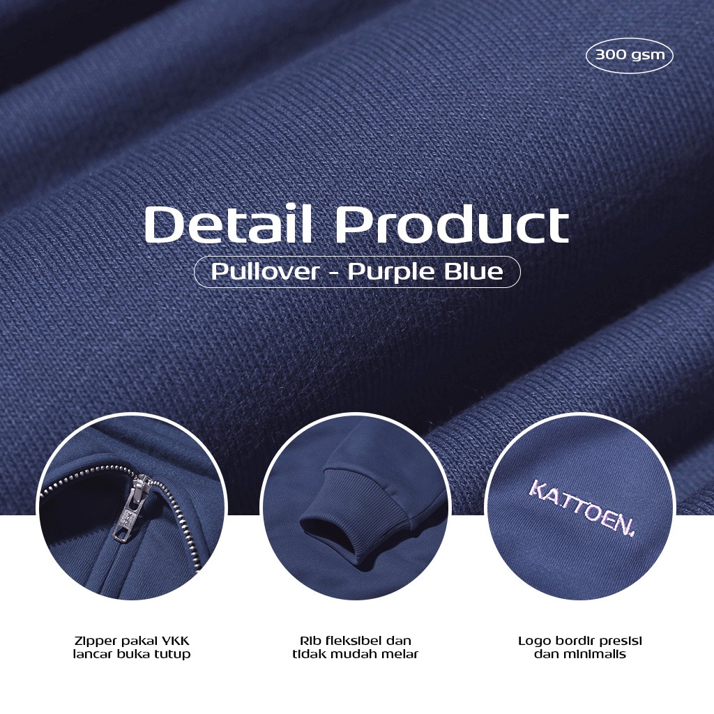 Kattoen - Cloudloom Jaket Jumper Hoodie Polos Purple Blue - Biru Ungu Tua  280 Gsm