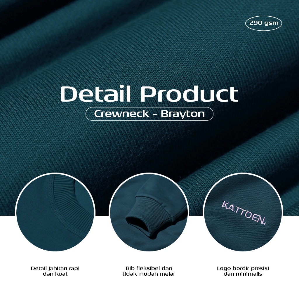 Kattoen - Cloudloom Crewneck Sweater Brayton Dark Green - Hijau Tua 280 Gsm