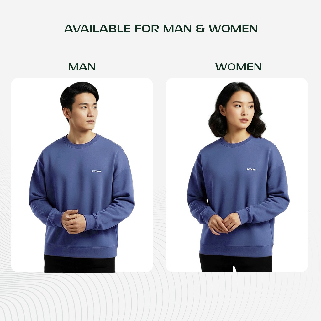 Kattoen - Cloudloom Crewneck Sweater Purple Blue - Ungu Biru Tua 280 Gsm