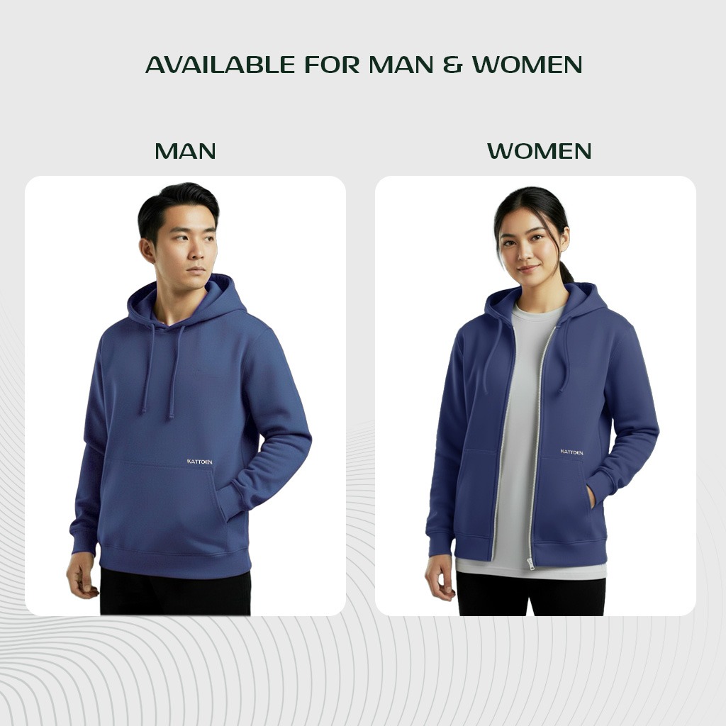 Kattoen - Cloudloom Jaket Jumper Hoodie Polos Purple Blue - Biru Ungu Tua  280 Gsm