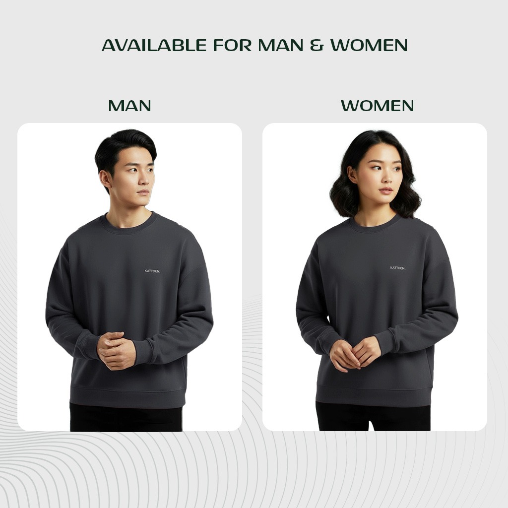 Kattoen - Cloudloom Crewneck Sweater Carbon Grey - Abu-abu Tua 280 Gsm