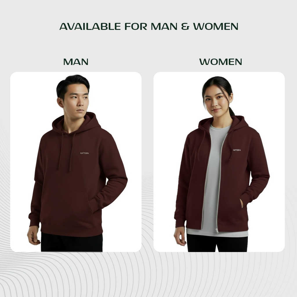 Kattoen - Cloudloom Jacket Jumper Hoodie Polos Mahogany Red - Merah Maroon Tua 290 Gsm