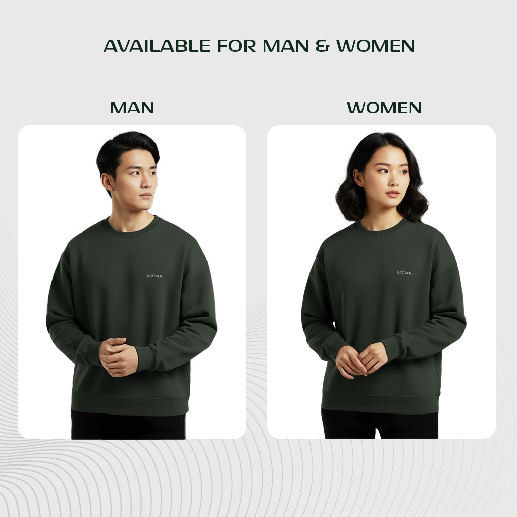 Kattoen - Cloudloom Crewneck Sweater Old Army Green - Hijau Army Tua 280 Gsm