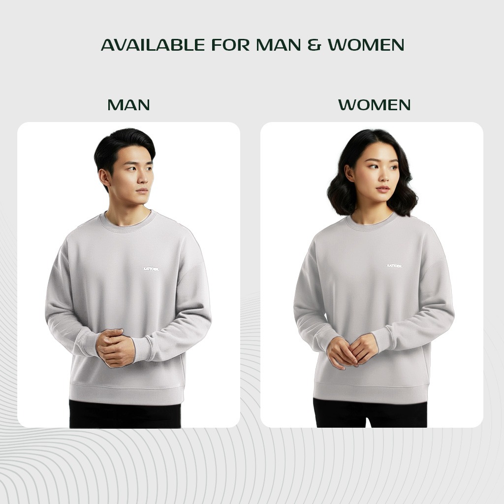 Kattoen - Cloudloom Crewneck Sweater Light Grey - Abu-abu Muda 280 Gsm