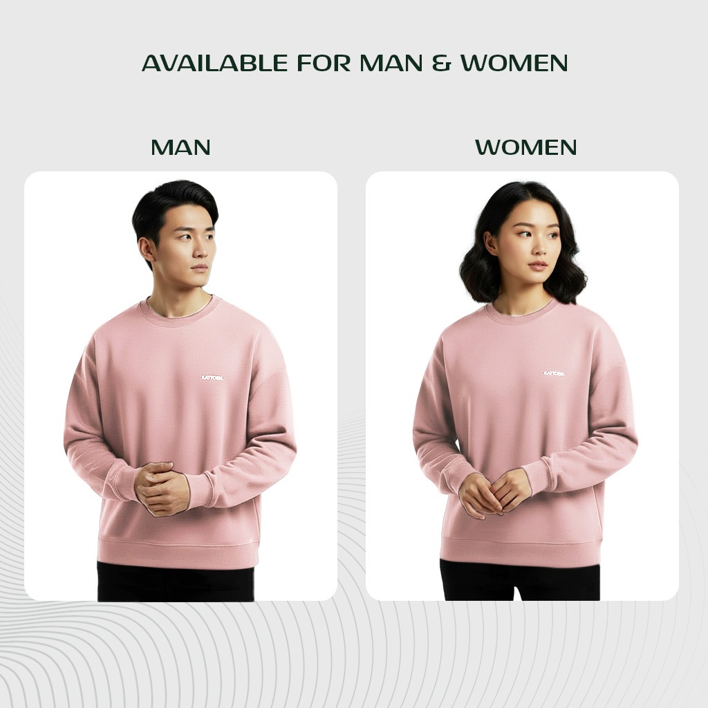 Kattoen - Cloudloom Crewneck Sweater Primrose Pink - Merah Muda 280 Gsm