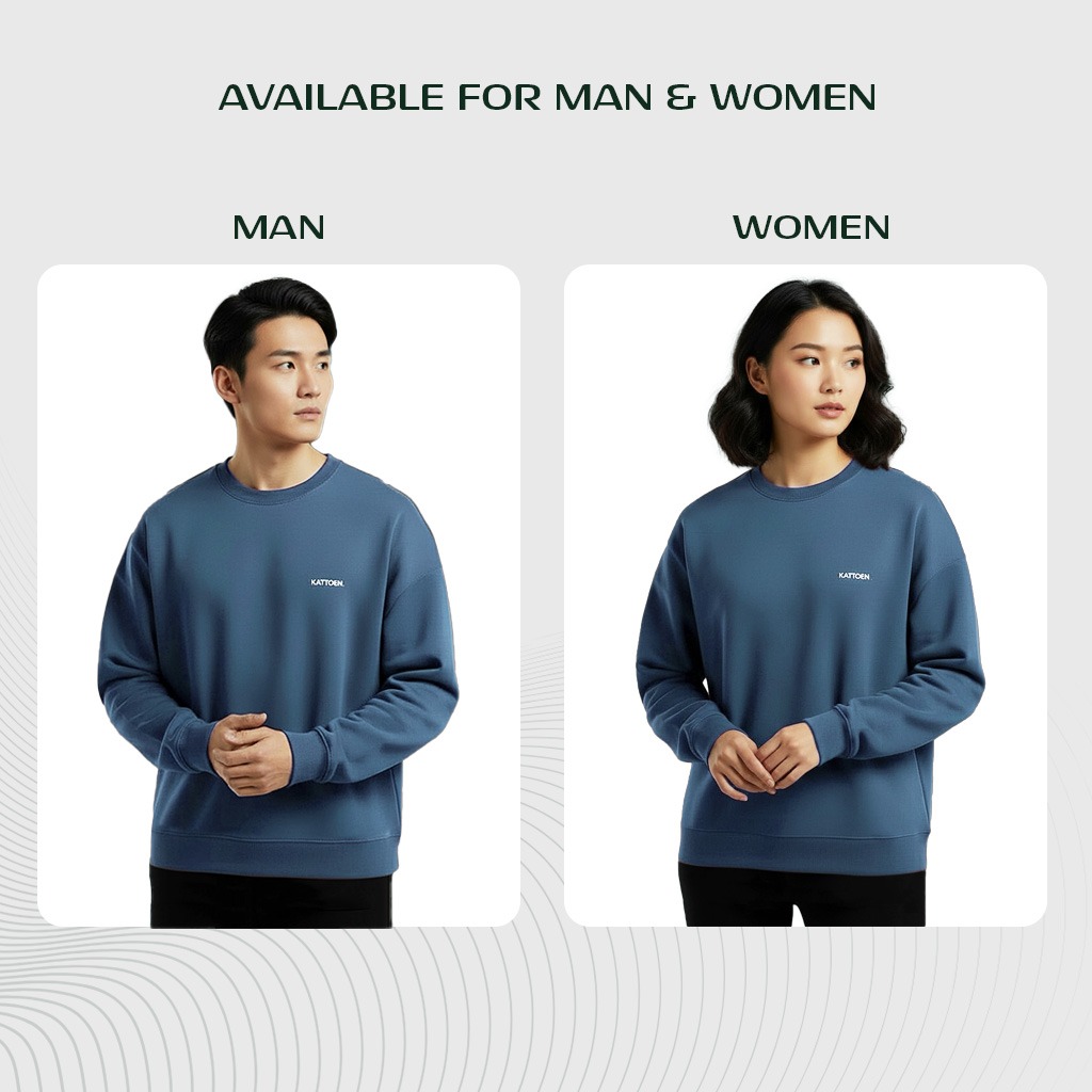 Kattoen - Cloudloom Crewneck Sweater Deep Blue - Biru Tua 280 Gsm