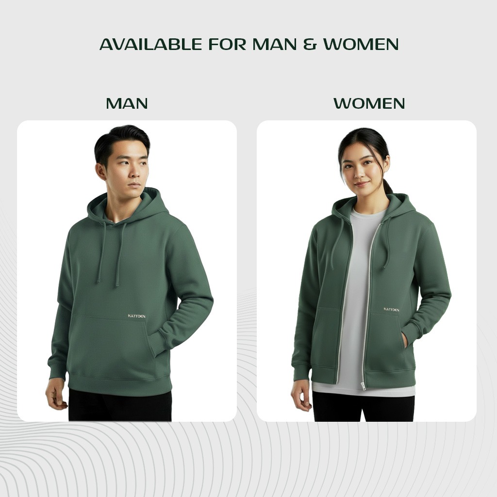 Kattoen - Cloudloom Jacket Jumper Hoodie Polos Algae Green -  Hijau Alga Tua 320 Gsm
