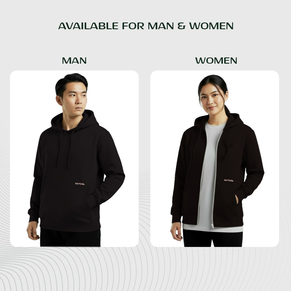 Kattoen - Cloudloom Jacket Jumper Hoodie Polos Black Basic - Hitam 280 Gsm