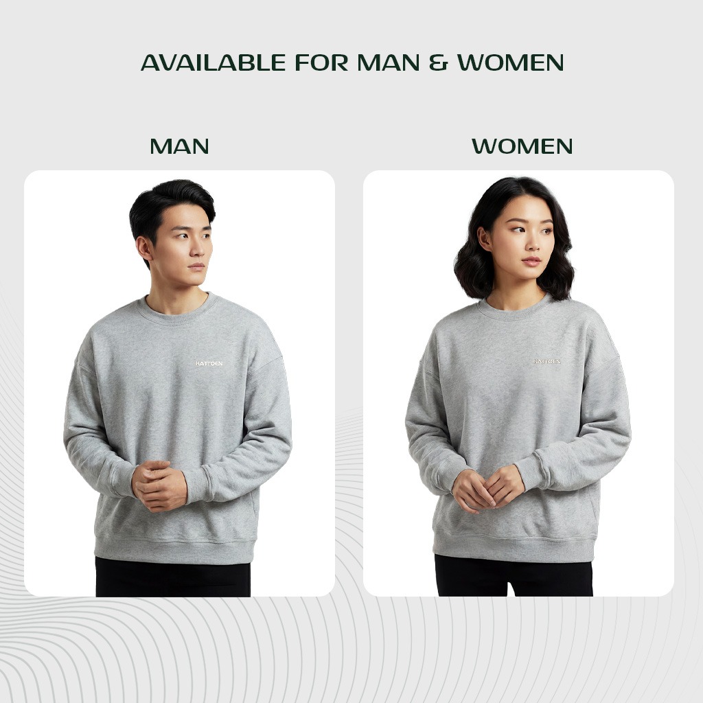 Kattoen - Cloudloom Crewneck Sweater Grey Misty - Abu-Abu Misty 280 Gsm