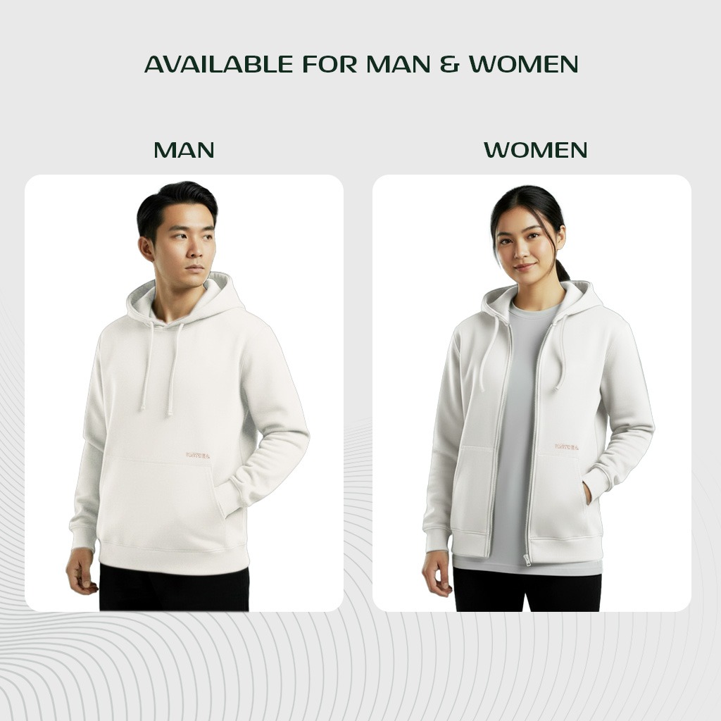Kattoen - Cloudloom Jaket Jumper Hoodie Polos Bone White - Putih Tulang 270 Gsm