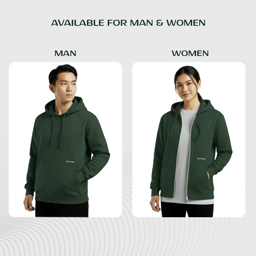 Kattoen - Cloudloom Jaket Jumper Hoodie Polos Old Green Army - Hijau Army Tua 280 Gsm