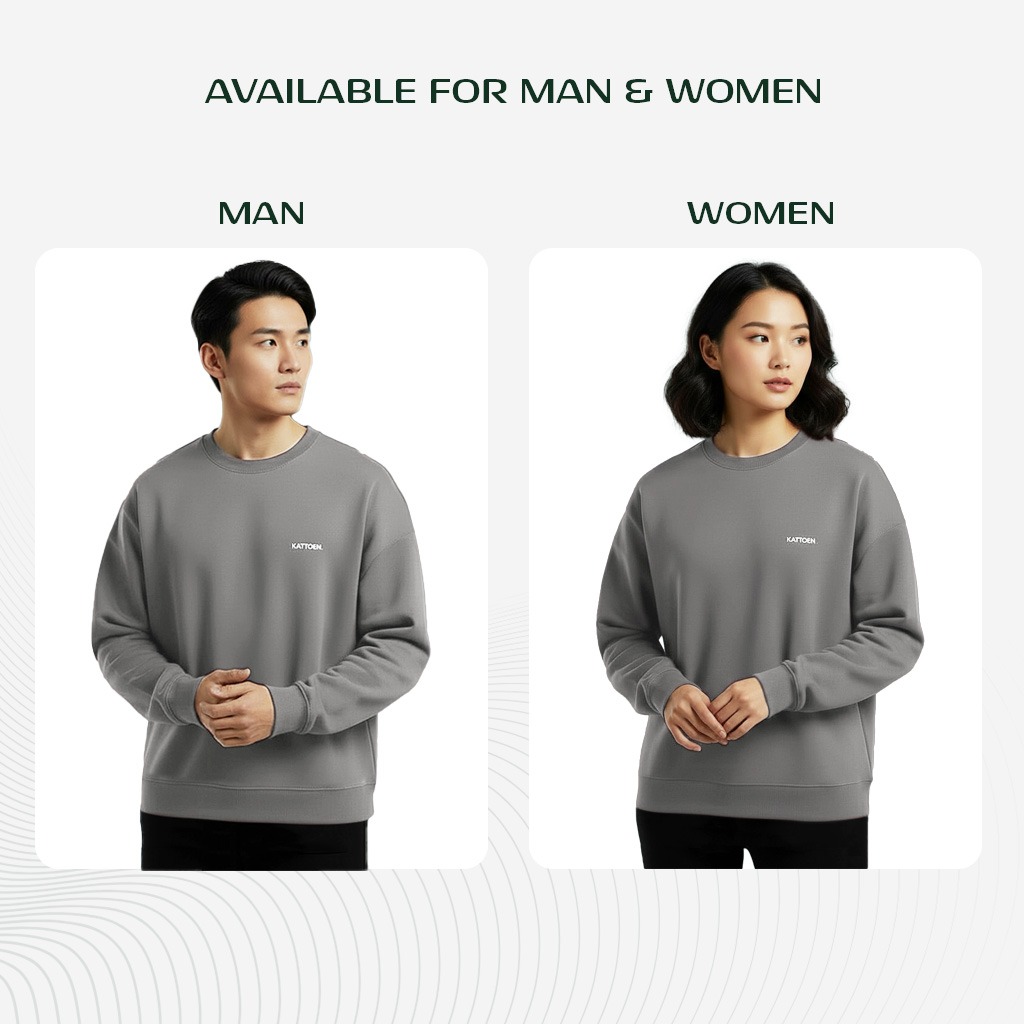 Kattoen - Cloudloom Crewneck Sweater Silva Grey - Abu-abu Muda 280 Gsm