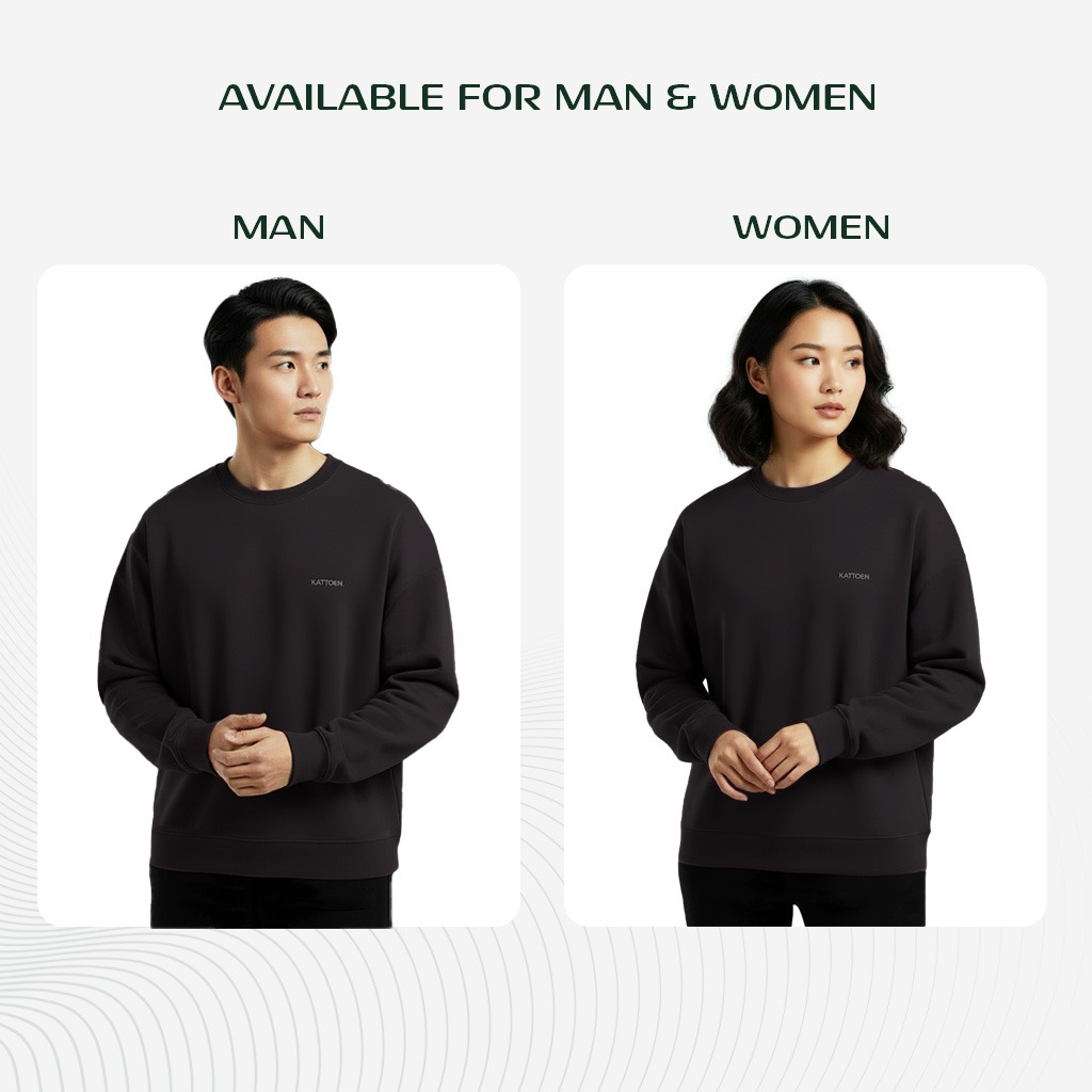 Kattoen - Cloudloom Crewneck Sweater Black - Hitam 280 Gsm