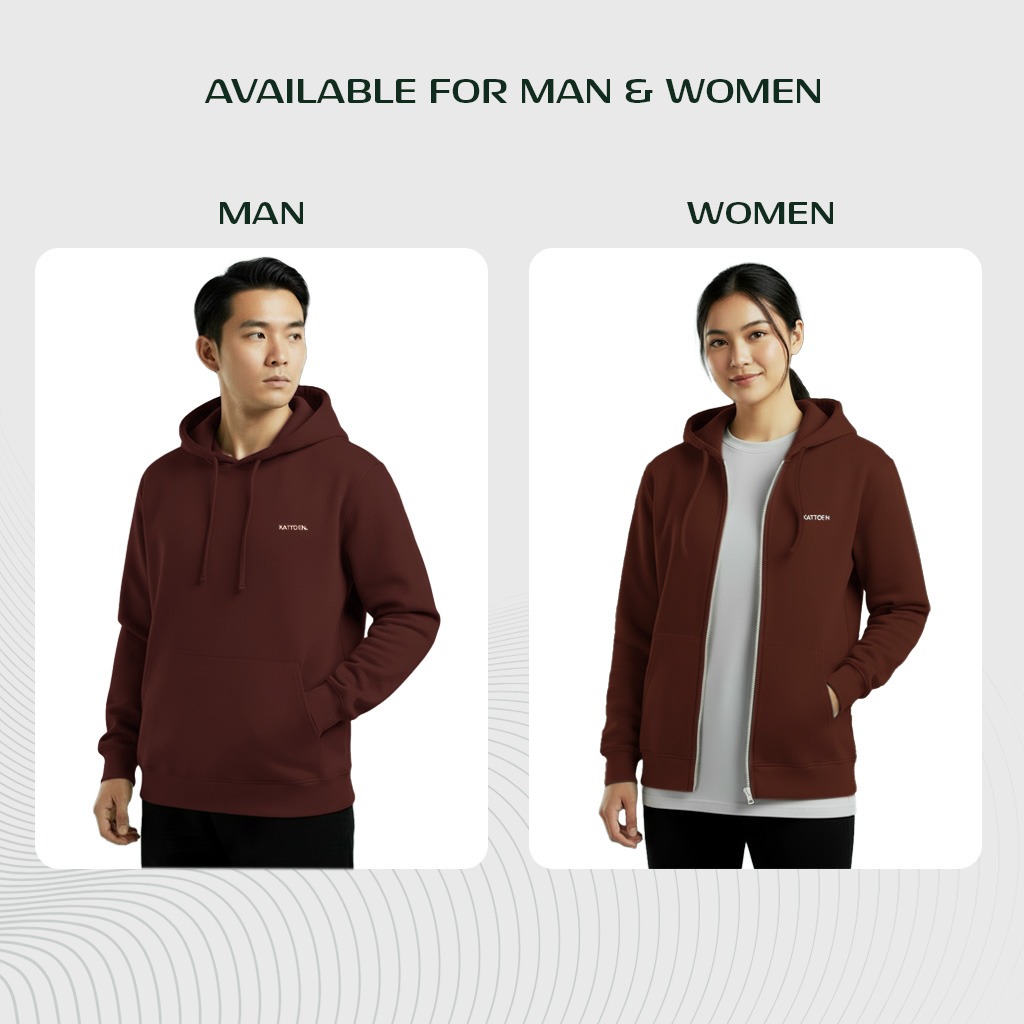Kattoen - Cloudloom Jacket Jumper Hoodie Polos Rosewood Red Brown - Merah Coklat Tua 290 Gsm