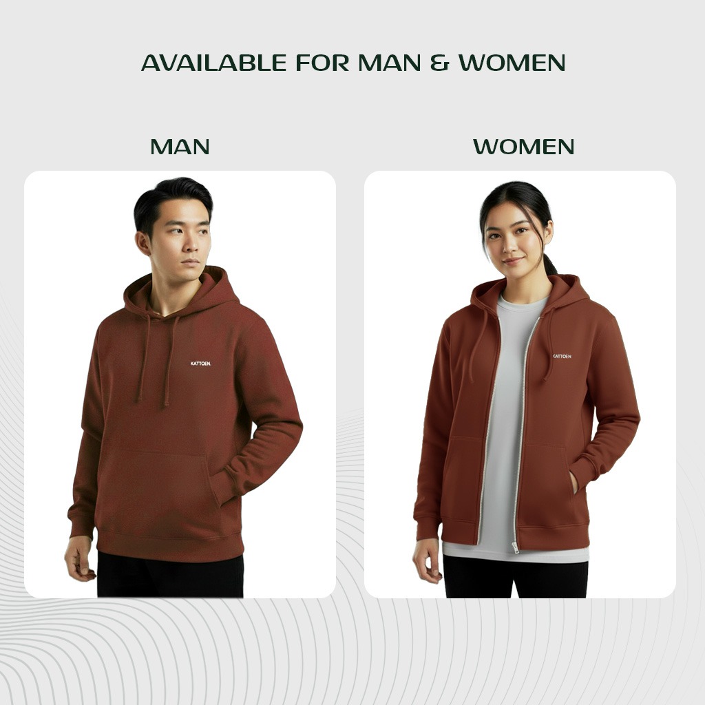 Kattoen - Cloudloom Jaket Jumper Hoodie Polos Red Brick - Maerah Bata 300 Gsm