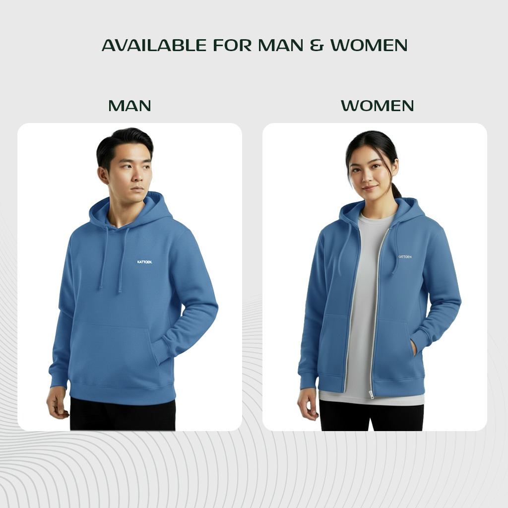 Kattoen - Cloudloom Jacket Jumper Hoodie Polos Aegean Blue - Biru Laut Tua 290 Gsm