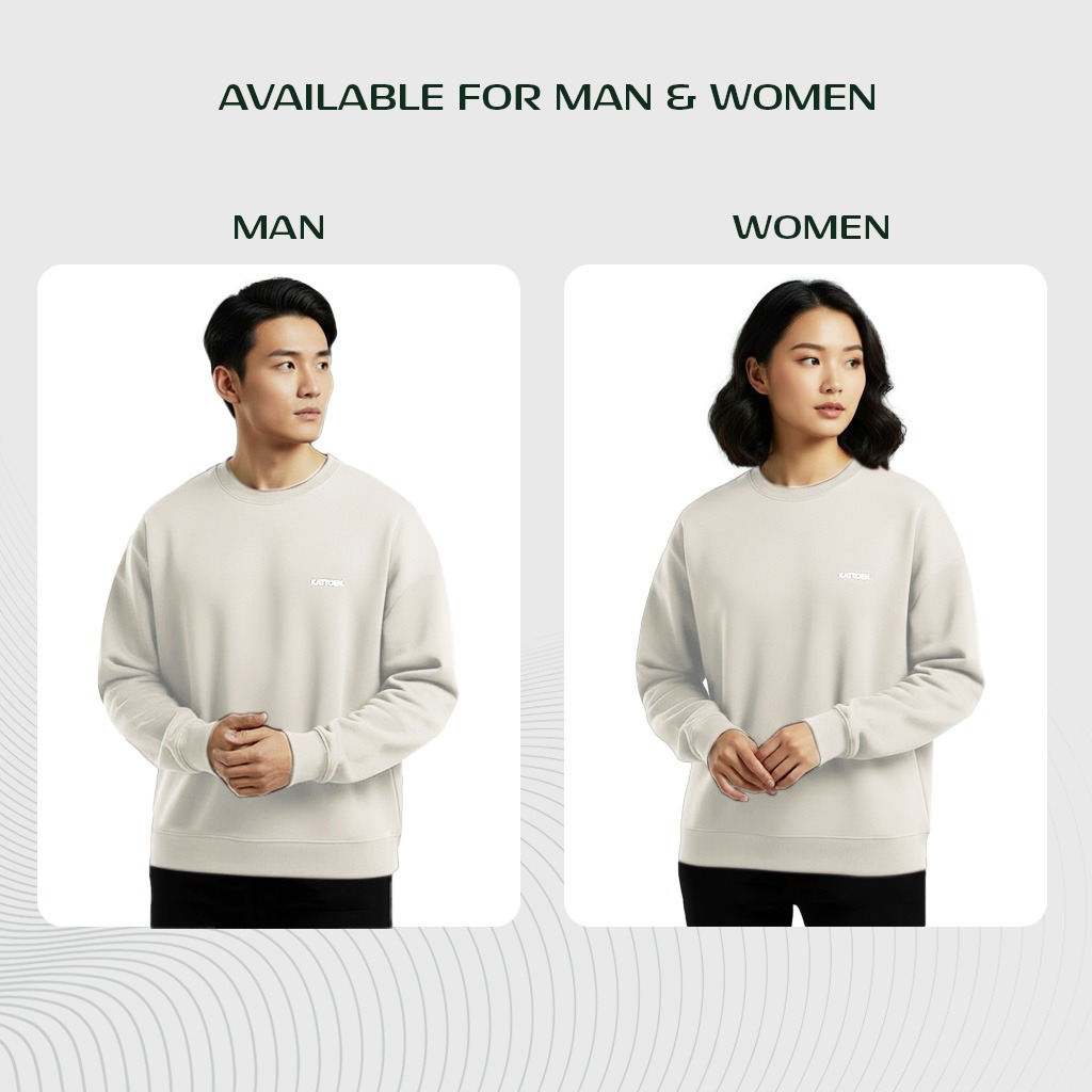 Kattoen - Cloudloom Crewneck Sweater Bone White - Putih Tulang 280 Gsm