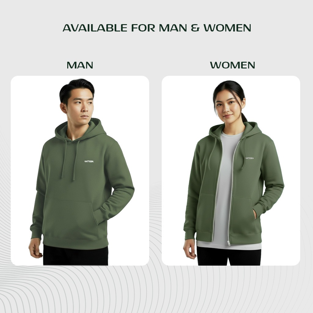 Kattoen - Cloudloom Jacket Jumper Hoodie Polos Seaweed Green - Hijau Army Tua 280 Gsm