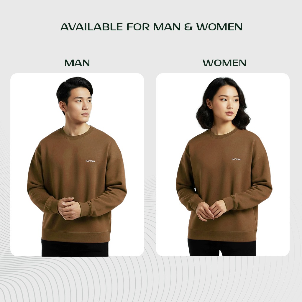 Kattoen - Cloudloom Crewneck Sweater Caramel Brown - Coklat Tua 280 Gsm