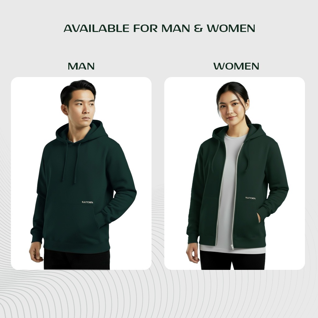 Kattoen - Cloudloom Jacket Jumper Hoodie Polos Green Bottle - Hijau Botol Tua 290 Gsm