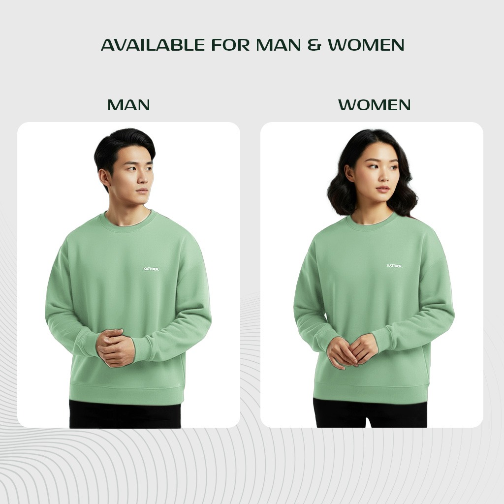 Kattoen - Cloudloom Crewneck Sweater Jade Green - Hijau Muda 280 Gsm