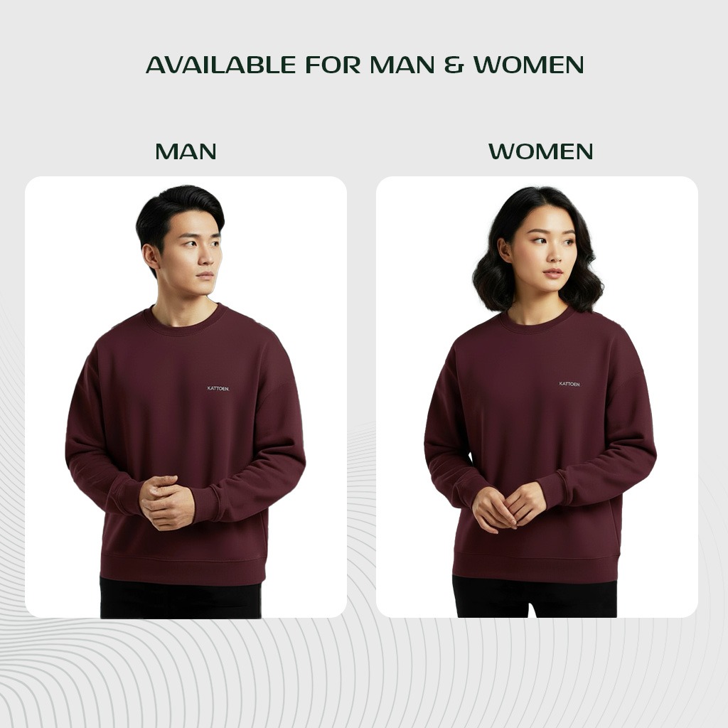 Kattoen - Cloudloom Crewneck Sweater Burgundy - Merah Maroon Tua 280 Gsm