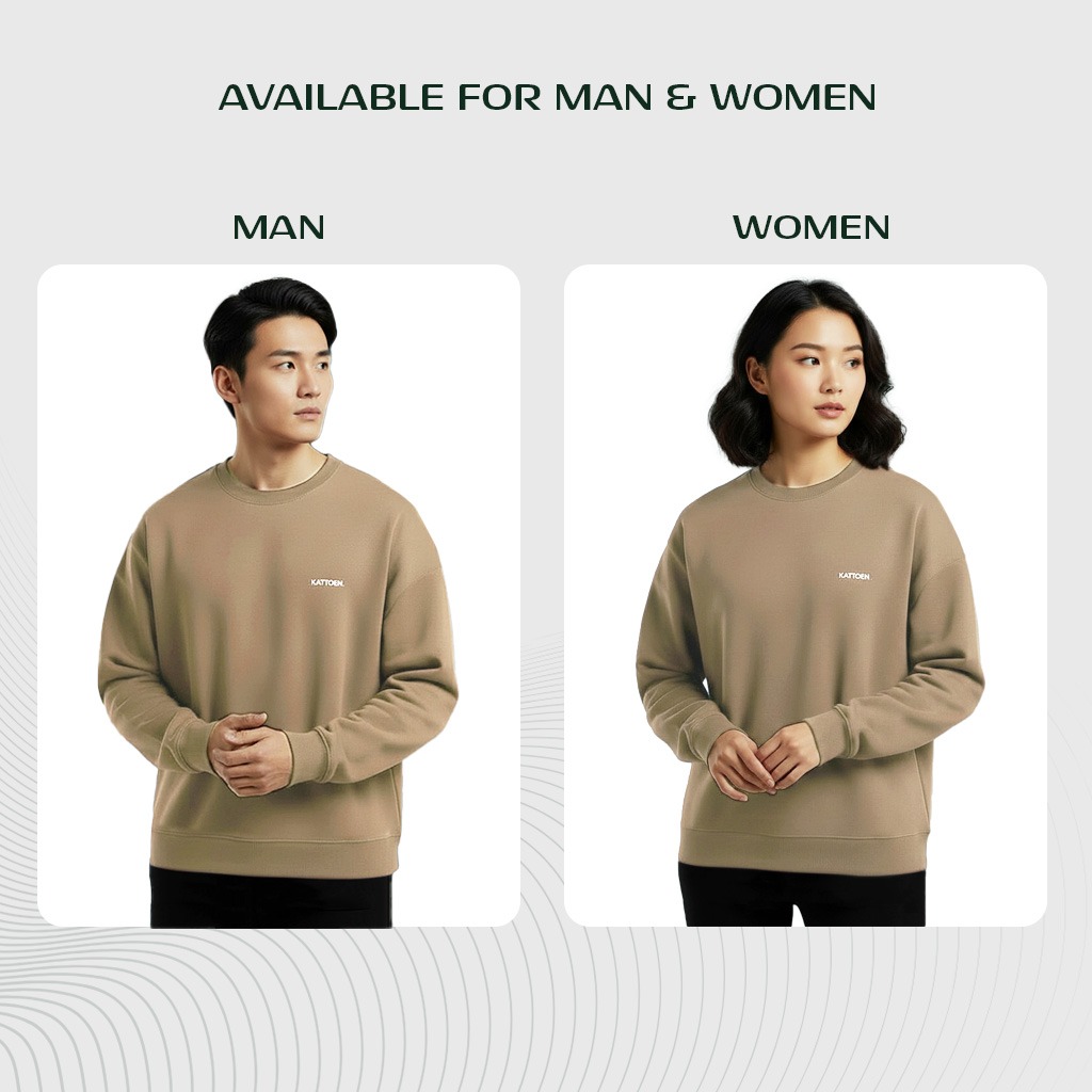 Kattoen - Cloudloom Crewneck Sweater Tan Cream Brown - Coklat Tan Cream Muda 280 Gsm