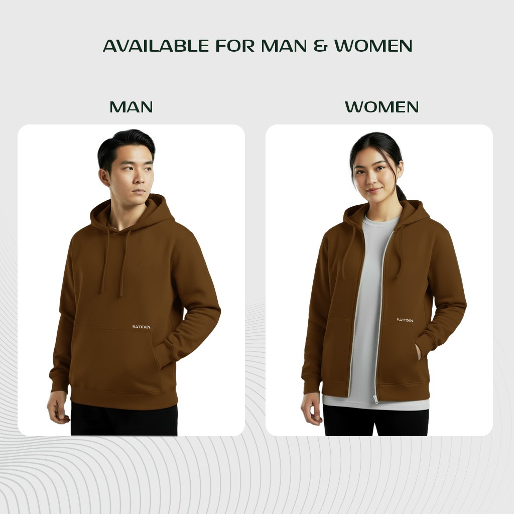 Kattoen - Cloudloom Jacket Jumper Hoodie Polos Caramel Brown - Coklat Tua 290 Gsm