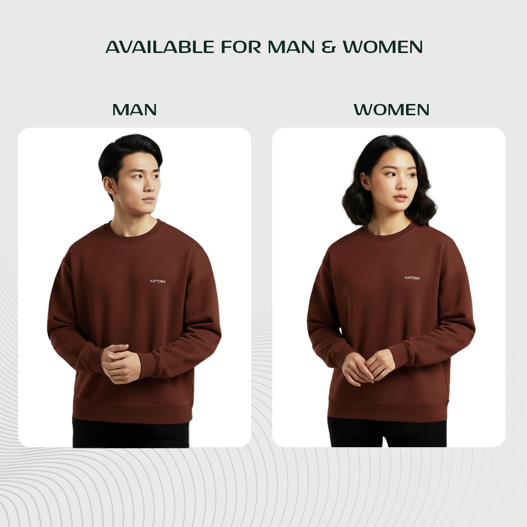 Kattoen - Cloudloom Crewneck Sweater Rosewood Red Brown - Merah Coklat Tua 280 Gsm