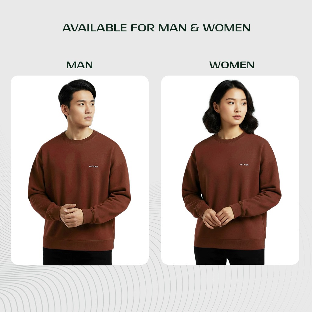 Kattoen - Cloudloom Crewneck Sweater Red Brick - Merah Bata 280 Gsm