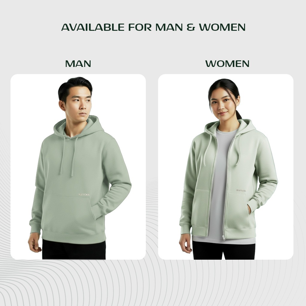 Kattoen - Cloudloom Jacket Jumper Hoodie Polos Light Sage Green - Hijau Muda 280 Gsm