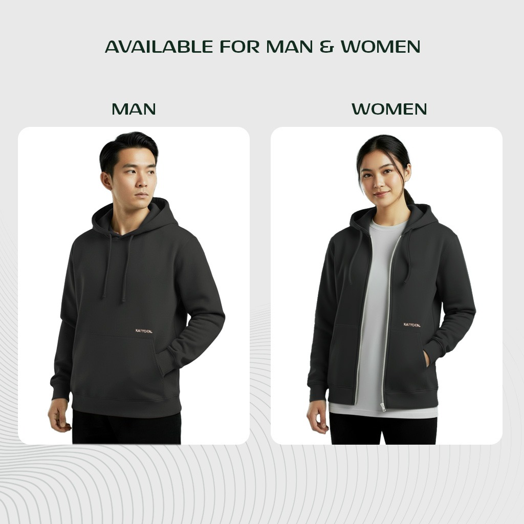 Kattoen - Cloudloom Jaket Jumper Hoodie Polos Carbon Grey - Abu-Abu Gelap 280 Gsm