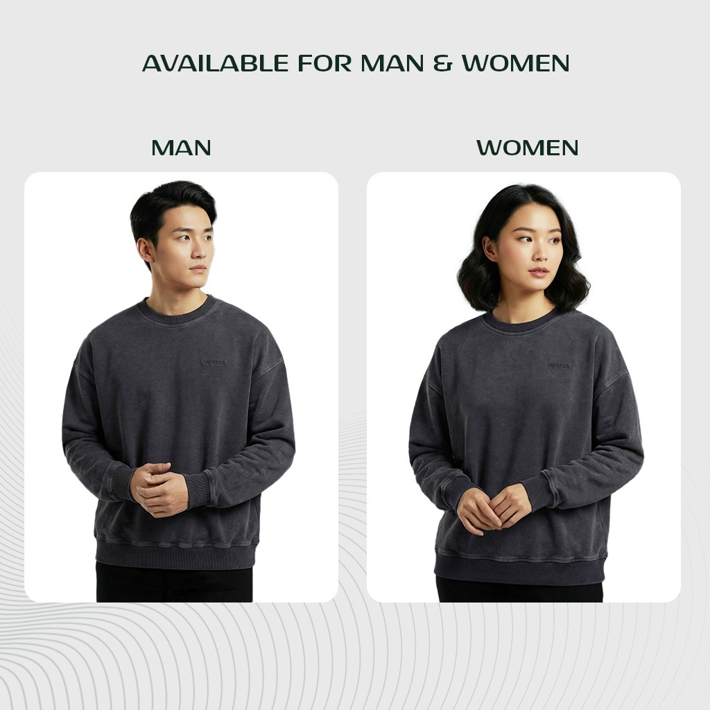 Kattoen - Cloudloom Washed Crewneck Sweater Oversize Polos Series 280 Gsm