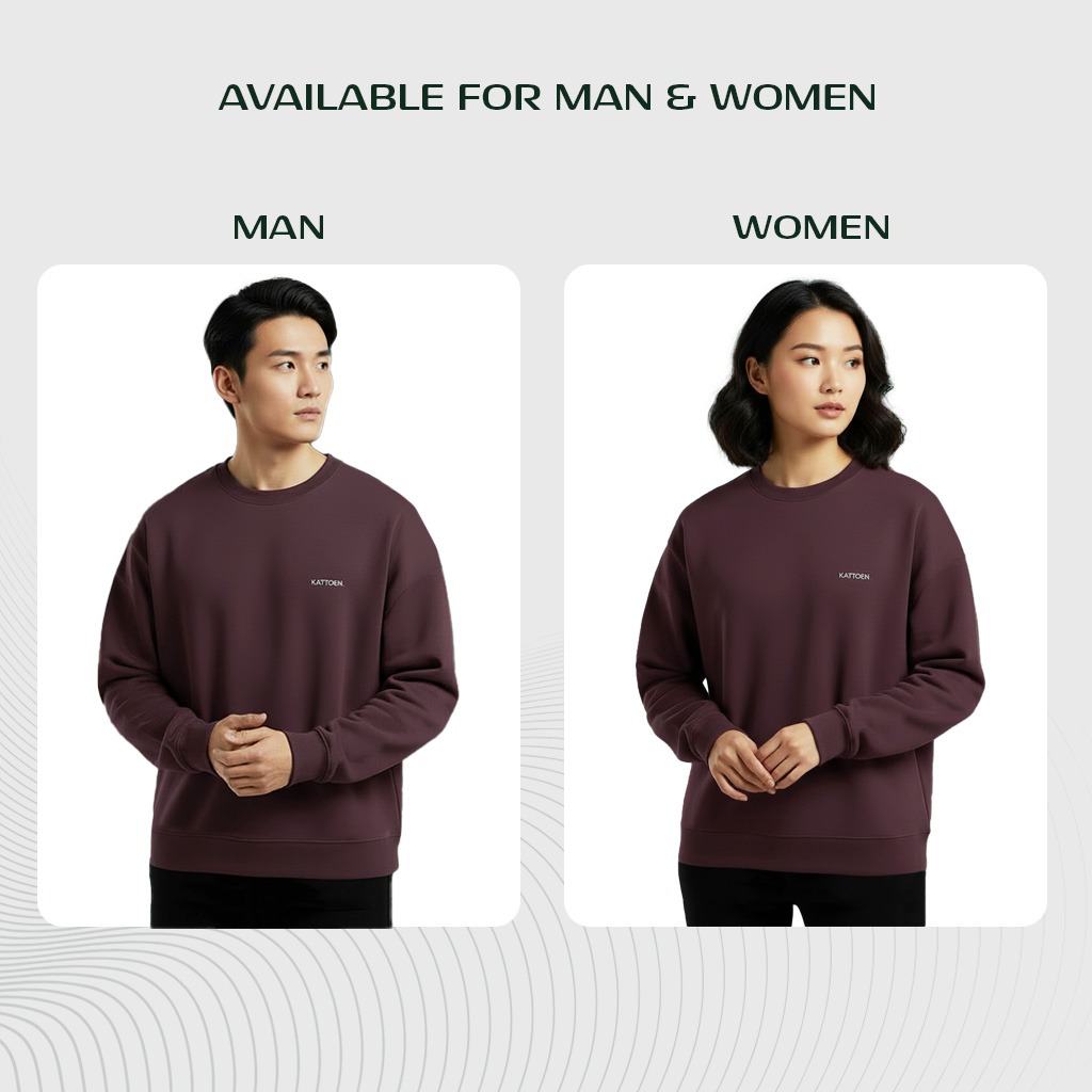 Kattoen - Cloudloom Crewneck Sweater Mahogany Red - Merah Maroon Tua 280 Gsm