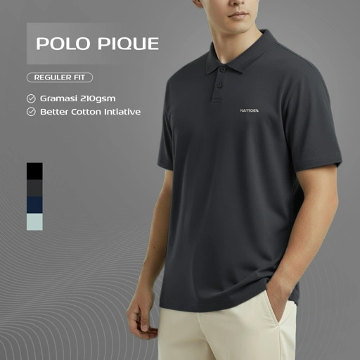 Image of Kattoen - Kaos Polos Polo Shirt Bordir Kattoen