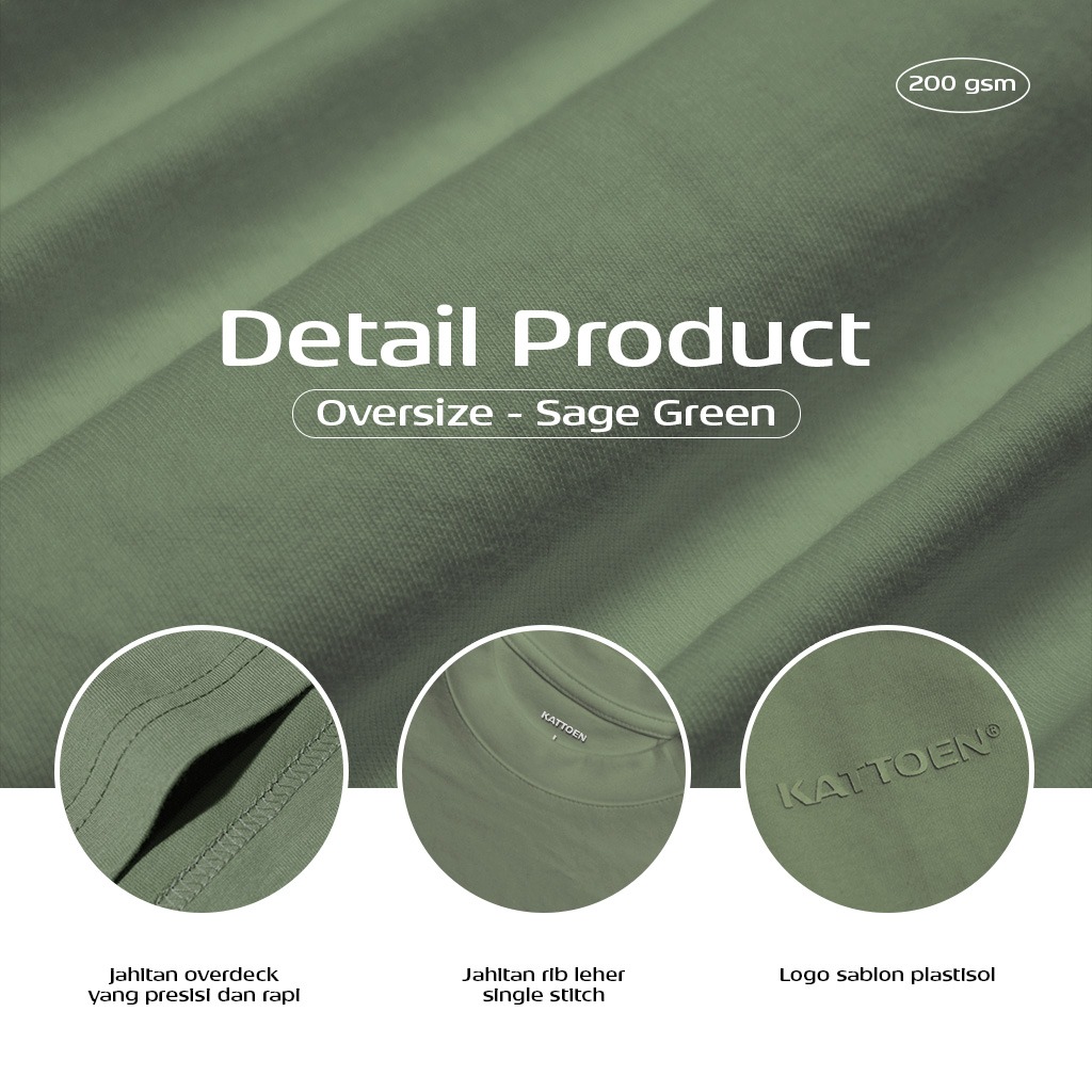 Kattoen - Aeria Oversize Sage Green 200gsm
