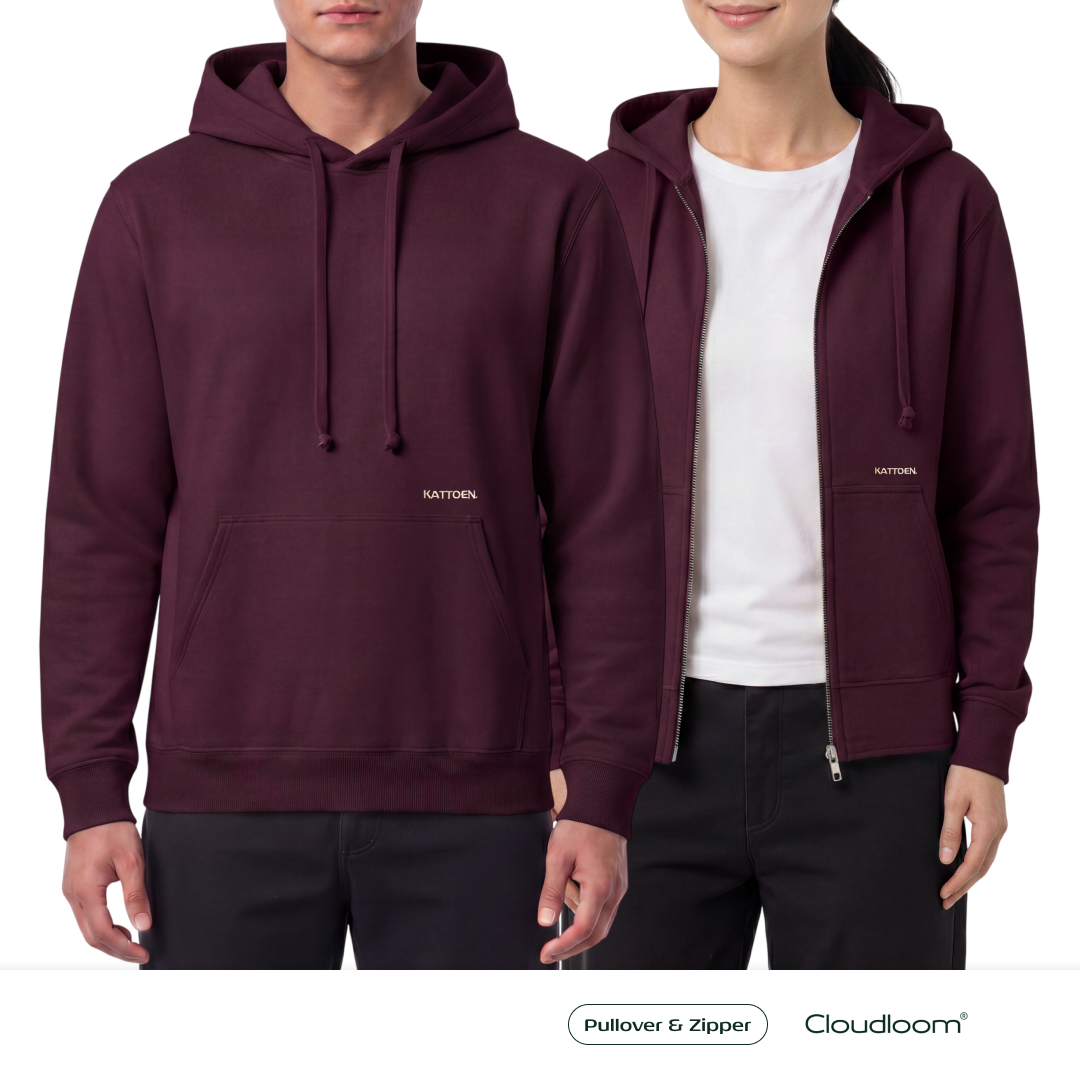 Kattoen - Cloudloom Jacket Jumper Hoodie Polos Burgundy Red - Merah Tua  280 Gsm