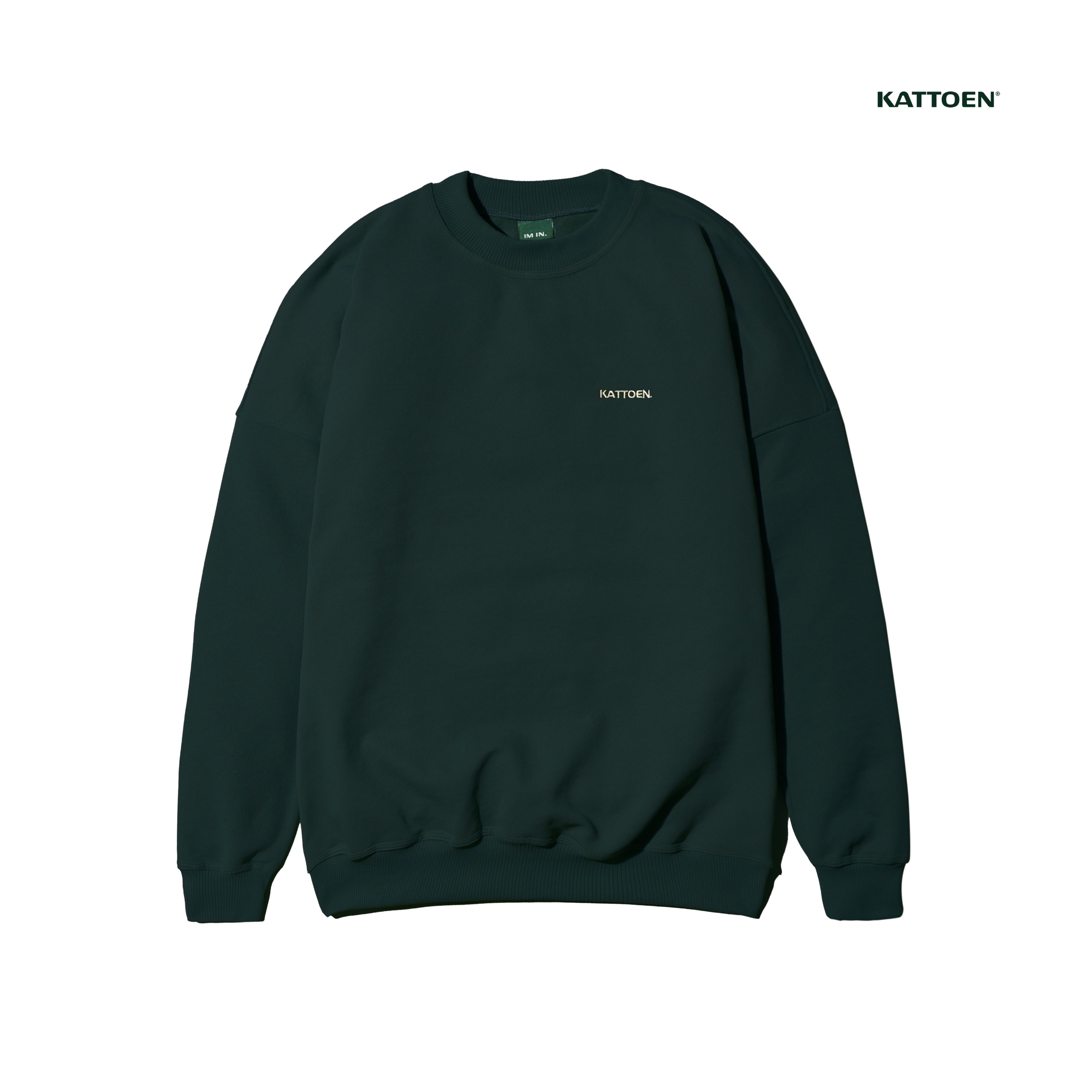 Kattoen - Cloudloom Crewneck Sweater Green Bottle - Hijau Botol Tua 280 Gsm