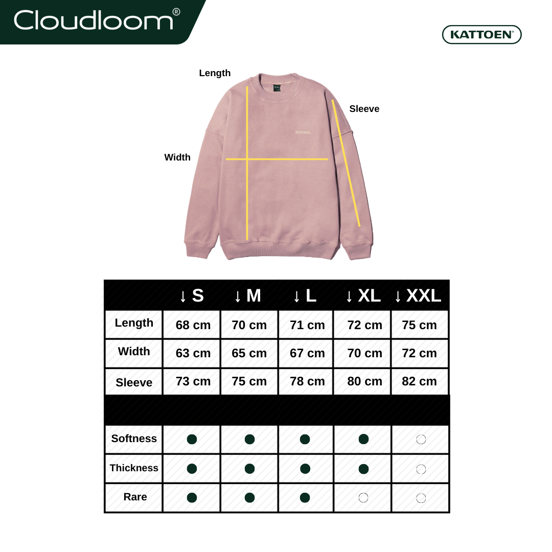 Kattoen - Cloudloom Crewneck Sweater Primrose Pink - Merah Muda 280 Gsm