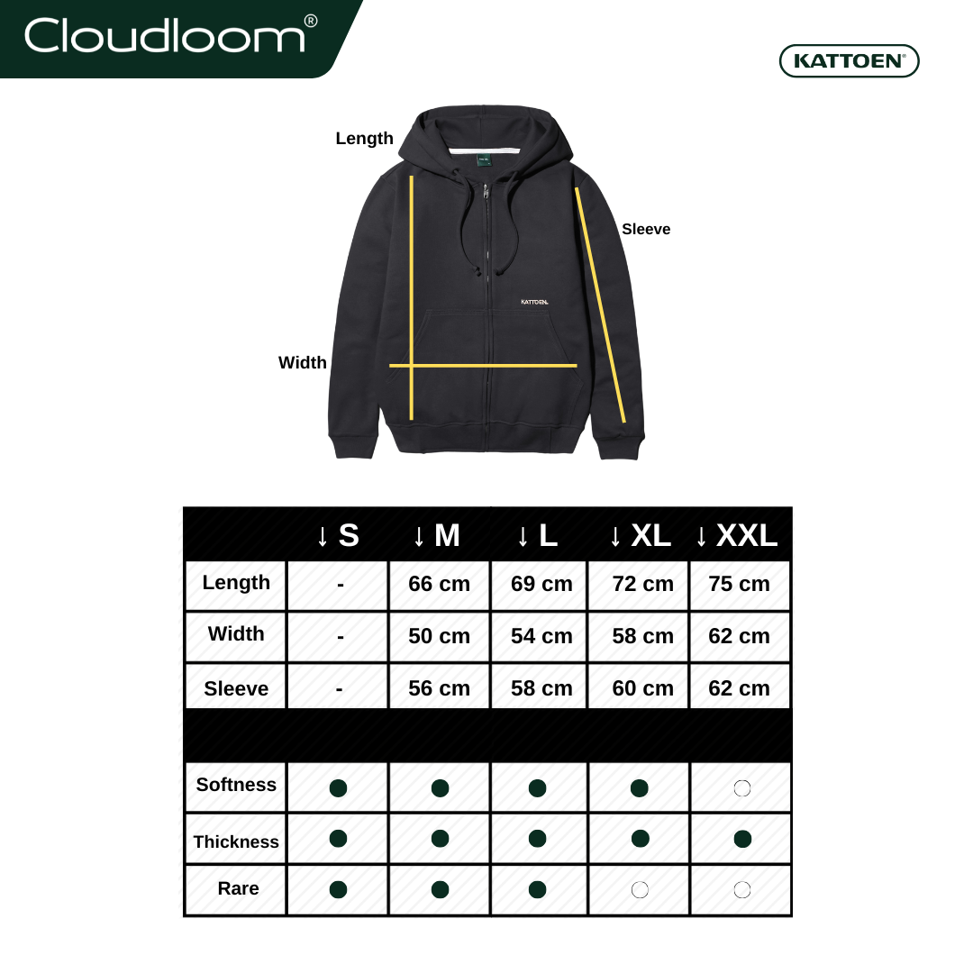 Kattoen - Cloudloom Jaket Jumper Hoodie Polos Carbon Grey - Abu-Abu Gelap 280 Gsm
