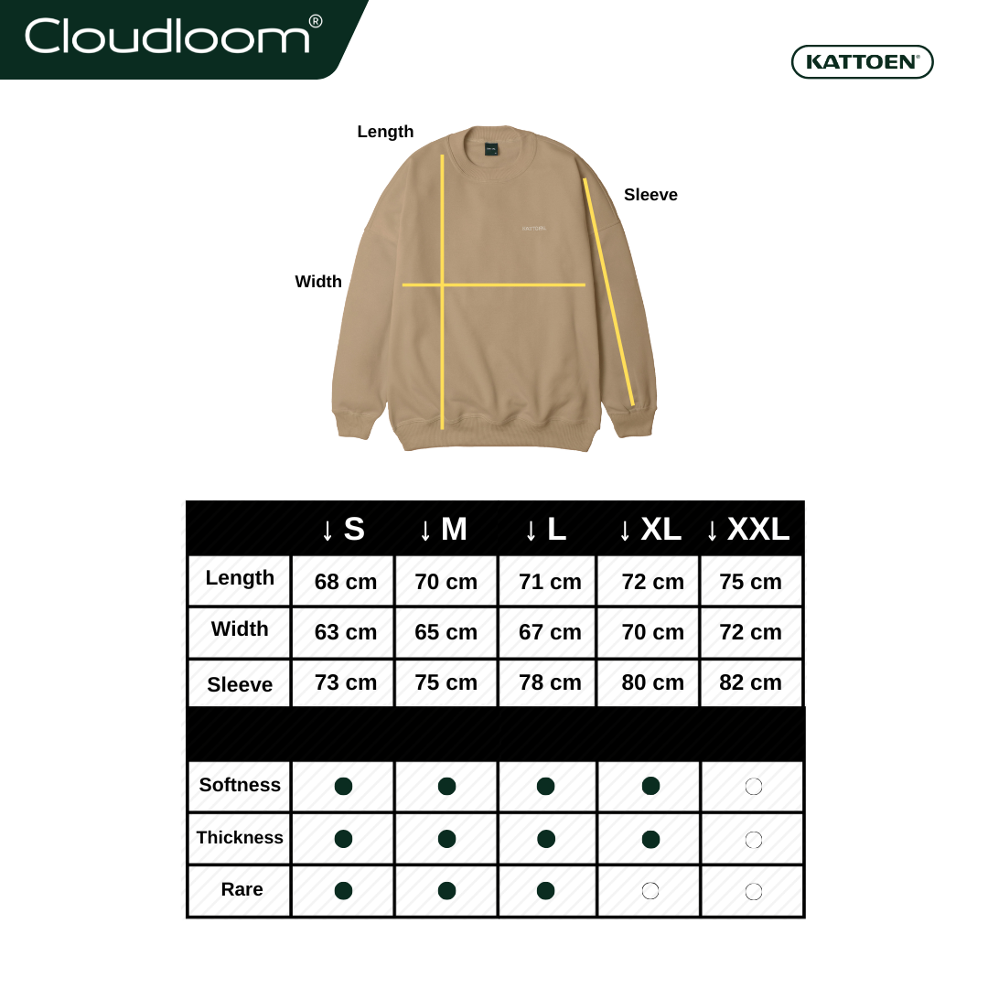 Kattoen - Cloudloom Crewneck Sweater Tan Cream Brown - Coklat Tan Cream Muda 280 Gsm