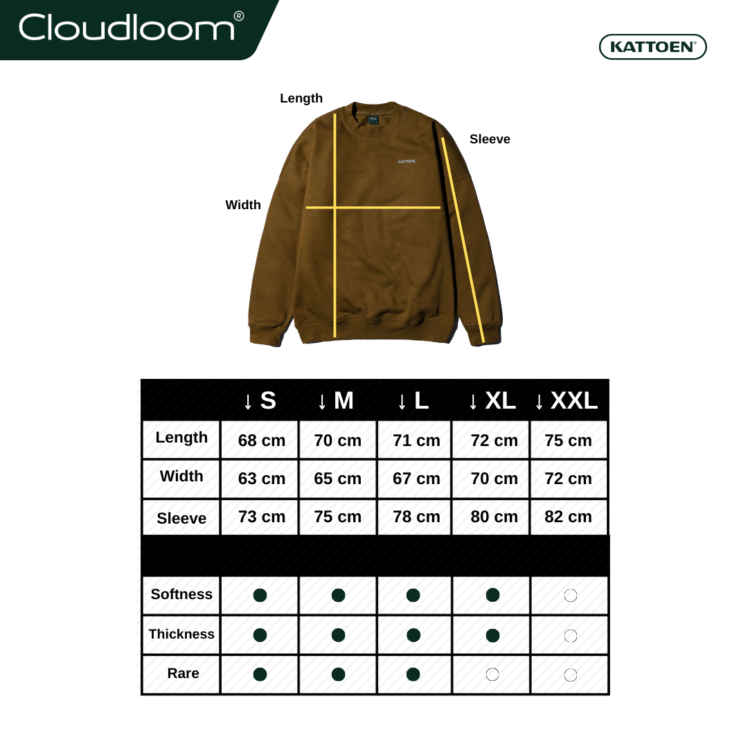 Kattoen - Cloudloom Crewneck Sweater Caramel Brown - Coklat Tua 280 Gsm
